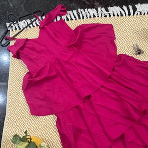 Pink 4 Tire Ruffle Maxi