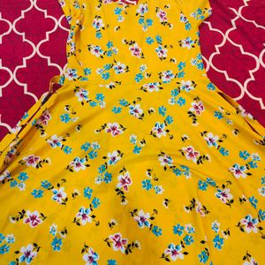 Knee Length Yellow Dress