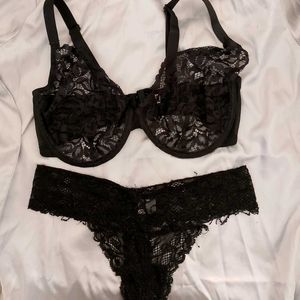 Black Net Lingerie Set.