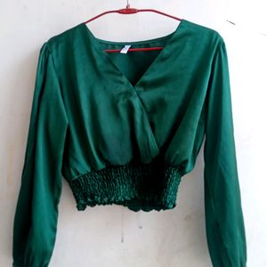 Green Full Sleeve Trendy Top