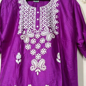 Rani Pink Chikankari Kurta