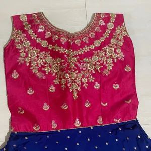 Pink And Blue Long Frock