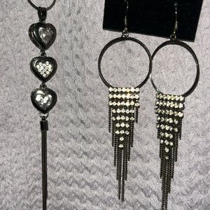 Black Metal Earrings And Necklace Combo