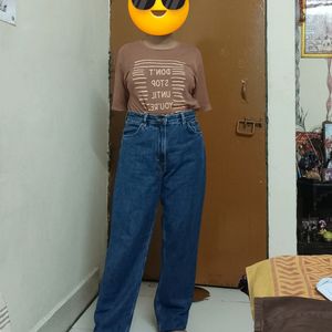 High Waisted Blue Straight Fits Jeans