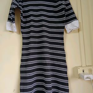 Black & White Strips Bodycon Dress Size Small