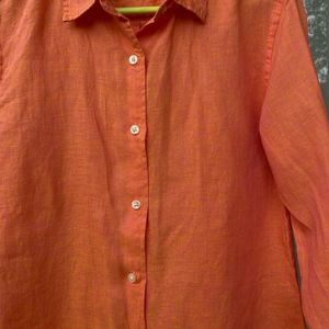 Uniqlo Formal Shirt For Women In Orange - Office Wear