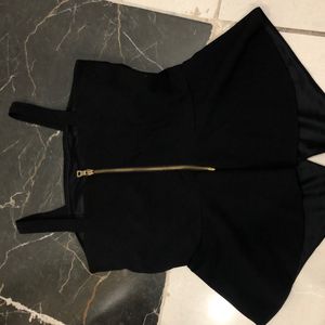 Black Unique Cut Out Blouse+formal Pant Co Ord