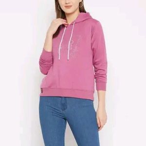 Women Pink Hooded Sweatshirt