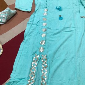 Skyblue Palazzo Suit Set Wid Dupatta