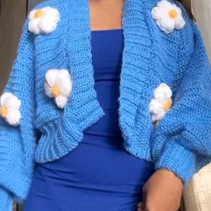 Pinteresty Sky Blue Gianty Daisy Cardigan