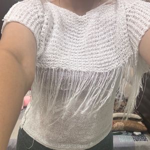 Hollow out white top