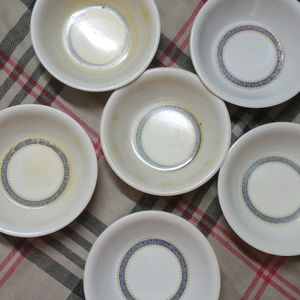 Stainless Steel 2 Thali & 6 Ceramic Bowl