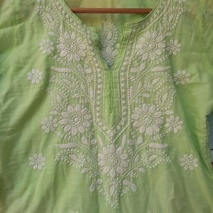 Green Chikankari Kurti