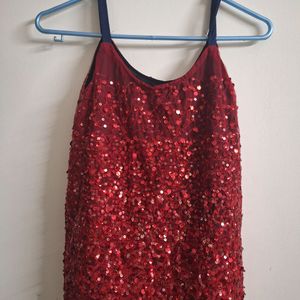 SEQUINS RED TOP S bust 78 cm