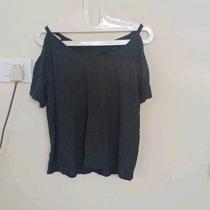 Grey Cold Shoulder Top