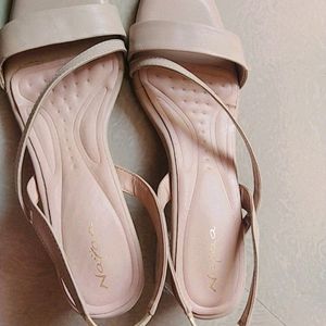 Nude Colour Sandals With Transparent Heel