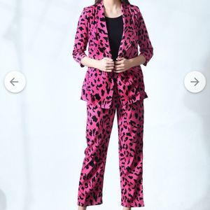 Leopard Print Blazer And Pants Set