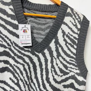 Grey Zebra Print Vest