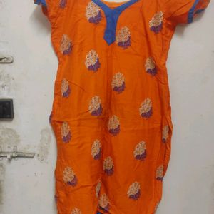 (FREE SHIPPING) Orange And Blue Salwar Kameez