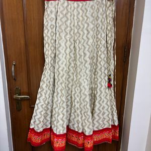 Mirror Work Embroidered Patch Border Ethnic Skirt