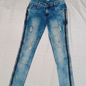 Stretcheble Jeans With Side Chains