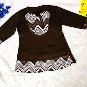 Brown kurti styled top