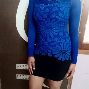 Royal Blue-Black Bodycon Dress New