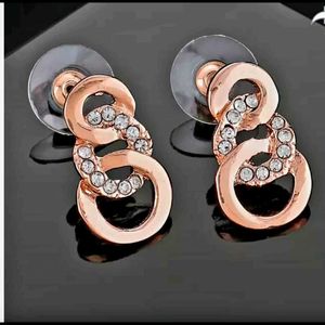 ESTELE ROSE GOLD PLATED CUBIC ZIRCONIA EARRINS