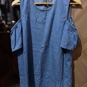 Blue Off shoulder shift Dress