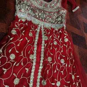 Very Beautiful Red Net Gown Heavy Embroidery