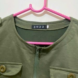 Olive In Color Casual Jacket Stretchy Bust 34-38