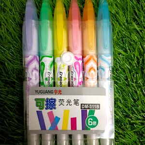 Set Of 6 Erasable Highlighters