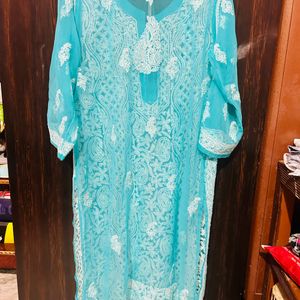 Sky Blue Chikenkari Kurta. 🩵