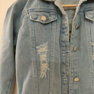 Denim Crop Distressed Jacket