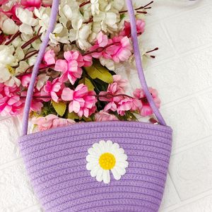 Cutest lavender Jute Sling Bag