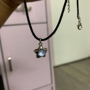 blue gem star cord necklace