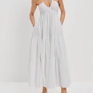 American Eagle  Ruched  Halter Midi Dress