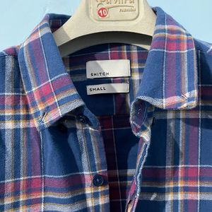 Snitch Blue Classic Slim Fit Checked Shirt