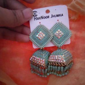 Beautiful Pestle Green Harnoor Jhumka 😍