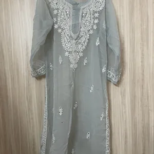 Mirror Work Chikankari Kurta