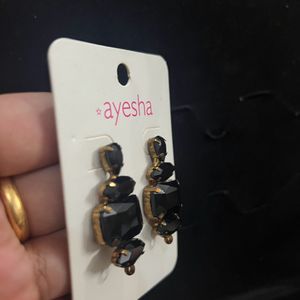 Statement Designer Black And Gold Earrings