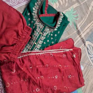 Punjabi  Suit Full Khdai Jri Work 1 Time Use New