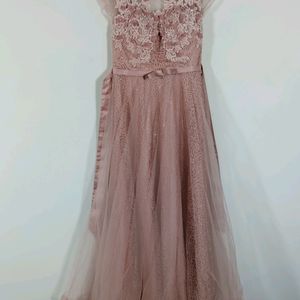 Pink Embroidered Long Ethnic Gown (Women)