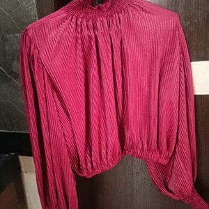 Amazing Shimmery Red Top Full Sleeves