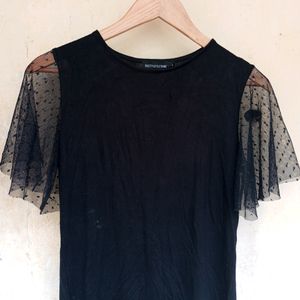 Black Umbrella Cut Sleeve Top (Women)