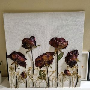 3D Real Rose Art on Canvas Board