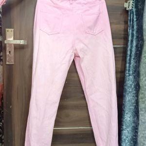 Pink Washed Wide Leg Jeans