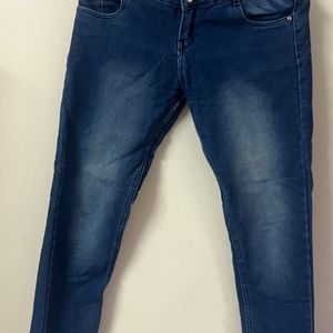 High Waist 4 Button Blue Denim Jeans