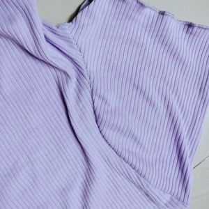 Drawstring Ribbed Lavender Top