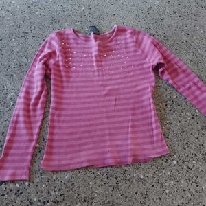 Pink Rhinestone Designed Full Length Tshirt